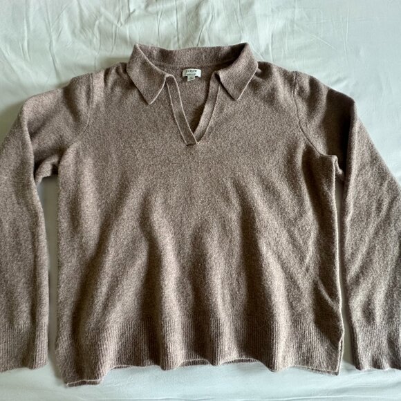 J Crew Factory Extra Soft Yarn Polo Sweater in Tan - Size XL - Picture 4 of 8